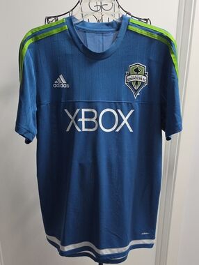 adidas Seattle Sounders Blue and Green Soccer Jersey
